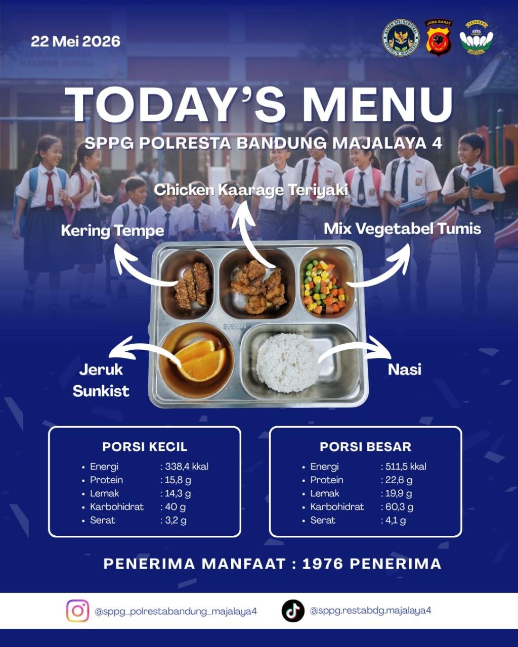 Nasi + Chicken Kaarage Teriyaki + Kering Tempe + Tumis mix vagitabel